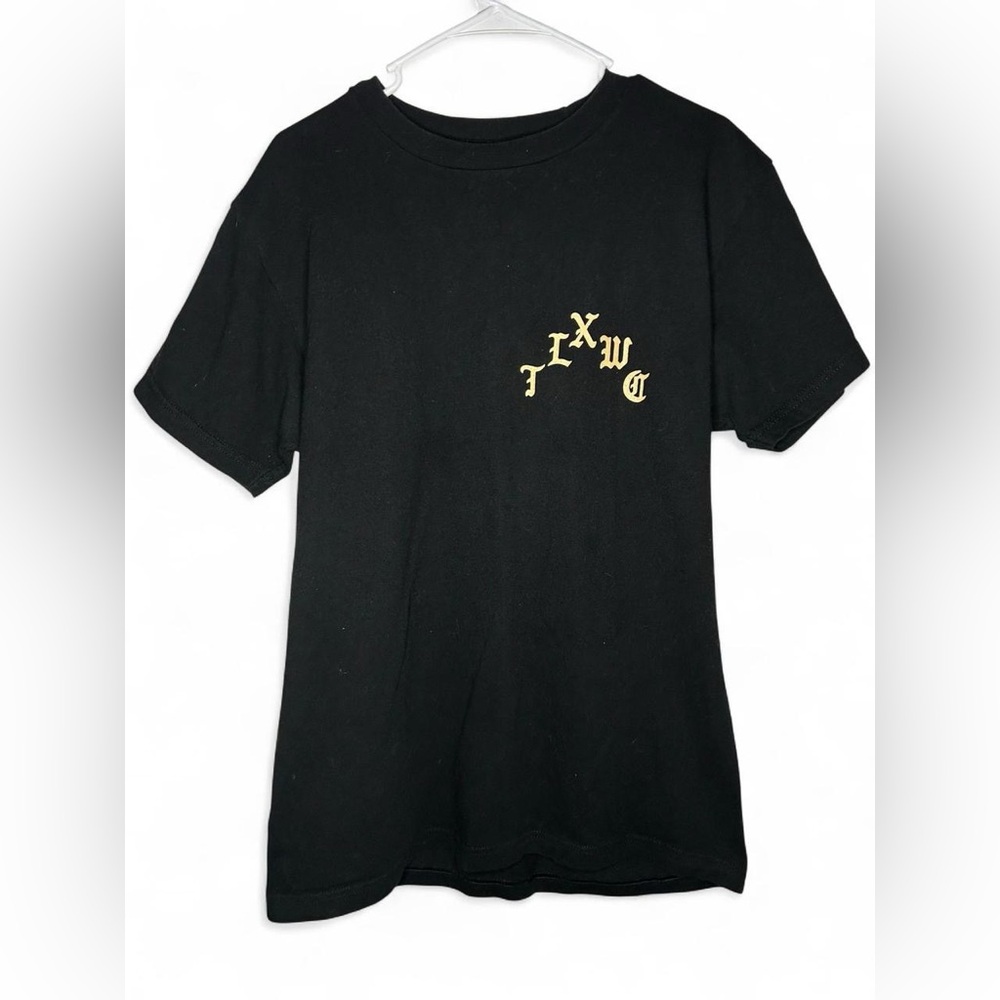 Shaka Active black cotton t-shirt with gold embroidery